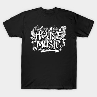 HOUSE MUSIC  - Graffiti Steez (grey/white) T-Shirt